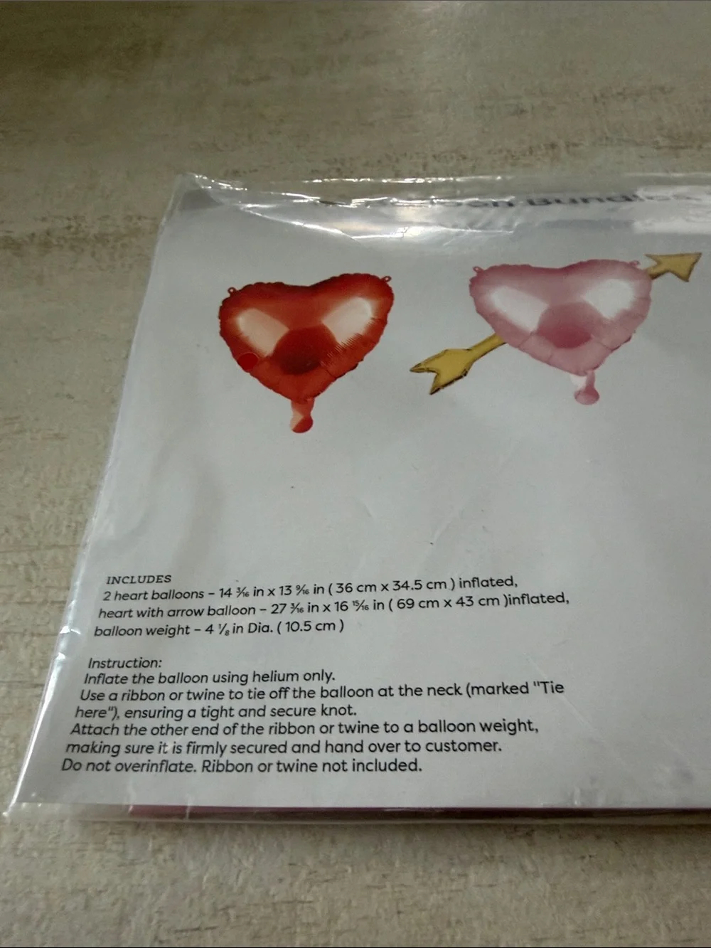 Balloon Bundles Heart Arrow Foil Balloon Set - Red and Pink